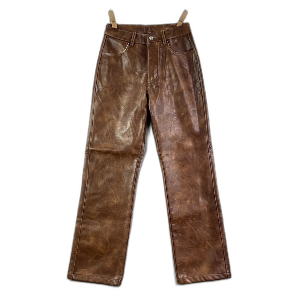 12th Tribe Leather Pants Womens Small Brown Motorcycle Biker‎ Grunge Streetwear